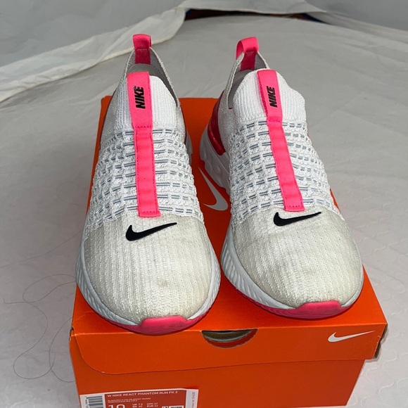 Nike React Phantom Run Flyknit 2 slip on running sneakers white red neon pink - Picture 1 of 8